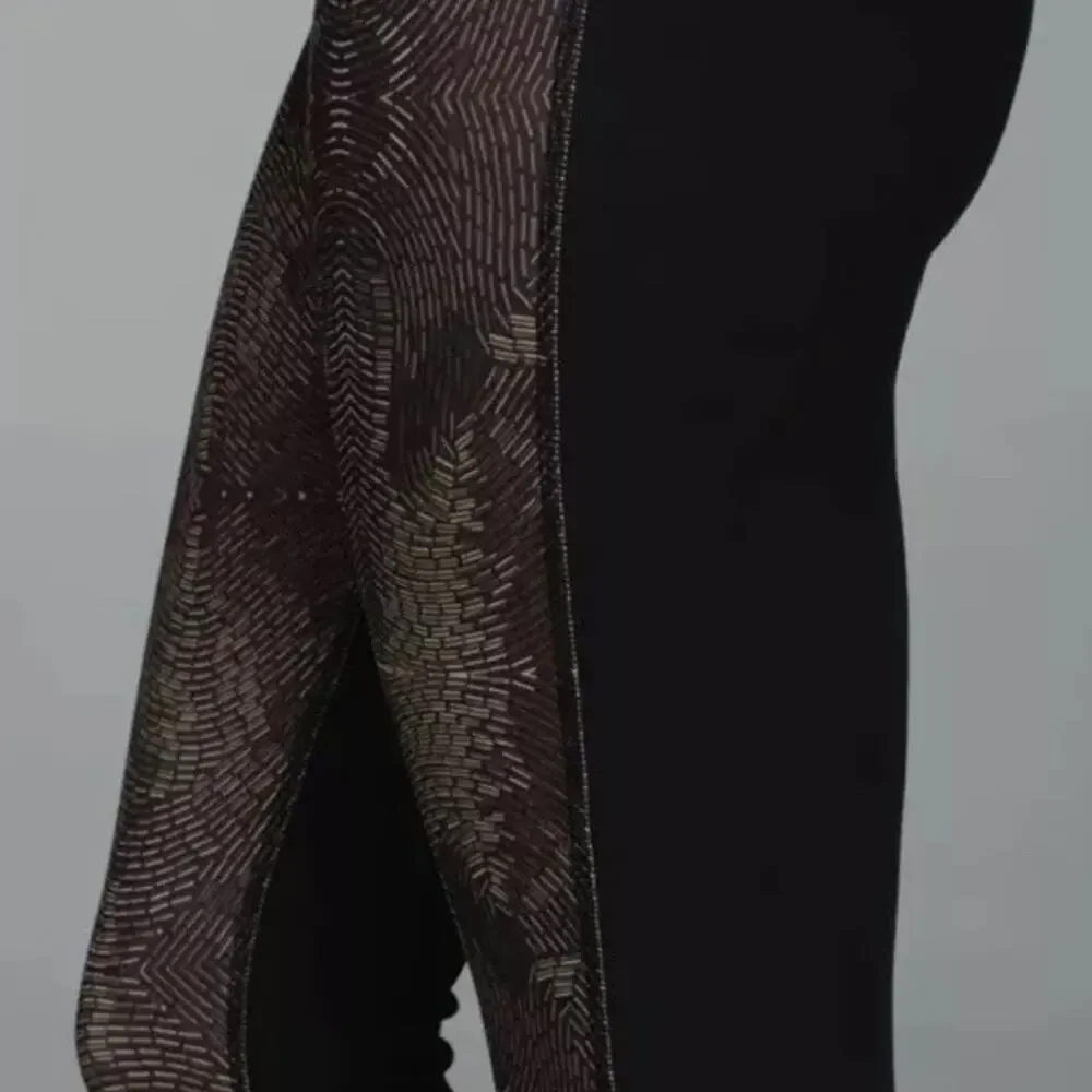 LULULEMON Wunder Under Crop II Golden Goddess Bead Envy Black Low Rise Legging 6